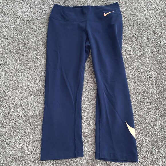 Women’s Size Small Nike Dri Fit Blue‎ Pink Cropped Legging Soft - Picture 2 of 9